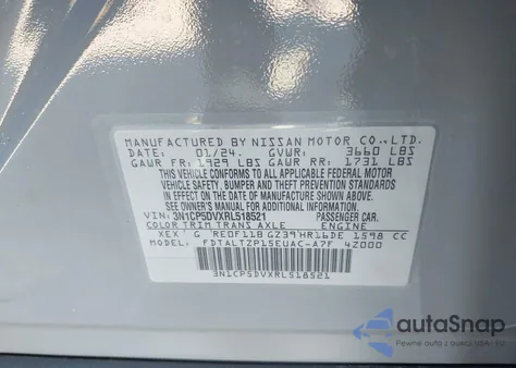2024 Nissan Kicks Sr Xtronic Cvt from USA, damaged, VIN 3N1CP5DVXRL518521